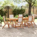 vidaXL 7-delige Tuinset massief acaciahout en textileen, Tuin en Terras, Tuinsets en Loungesets, 6 zitplaatsen, Nieuw, Tuinset