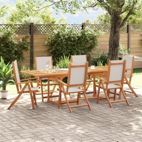 vidaXL 7-delige Tuinset massief acaciahout en textileen, Tuin en Terras, Tuinsets en Loungesets, Tuinset, Nieuw, 6 zitplaatsen