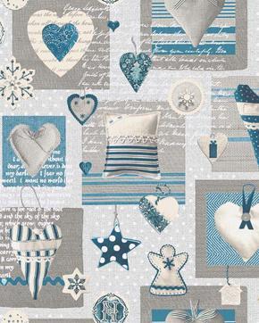 Katoen Blue Christmas, Hobby en Vrije tijd, Stoffen en Lappen, Blauw, Nieuw