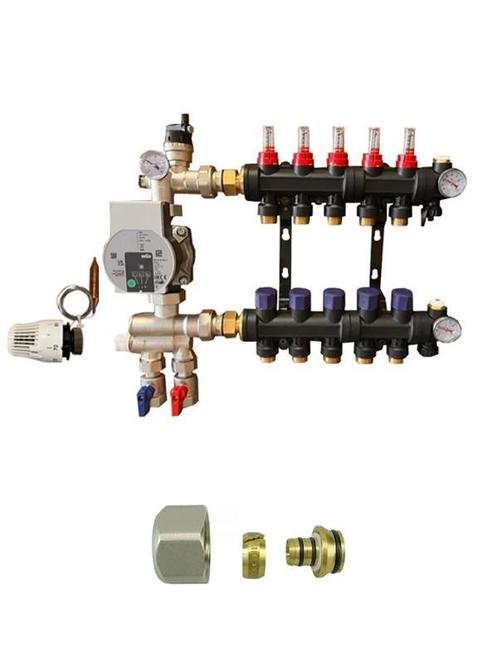 Kunststof vloerverwarming verdeler met wilo pomp 5 groep, Doe-het-zelf en Verbouw, Verwarming en Radiatoren, Nieuw, Ophalen of Verzenden
