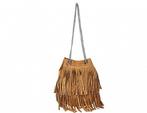 Leuke suède tasje met franjes - zilver ketting schouder, Nieuw