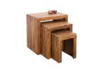 Set van 3 massief houten bijzettafels MAKASSAR 45cm Sheesham, Huis en Inrichting, Tafels | Sidetables, Nieuw, Ophalen of Verzenden