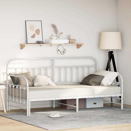 vidaXL Bedframe voor een daybed met hoofdeinde Wit 107 x 203, Huis en Inrichting, Slaapkamer | Bedden, Wit, Nieuw, Metaal, Verzenden