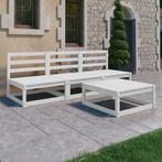 vidaXL 4-delige Loungeset massief grenenhout wit, Tuin en Terras, Verzenden, Nieuw, Loungeset