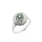 Gouden ring met smaragd en diamant | 0,03 ct., Sieraden, Tassen en Uiterlijk, Ringen, Gebruikt, Overige kleuren, Ophalen of Verzenden