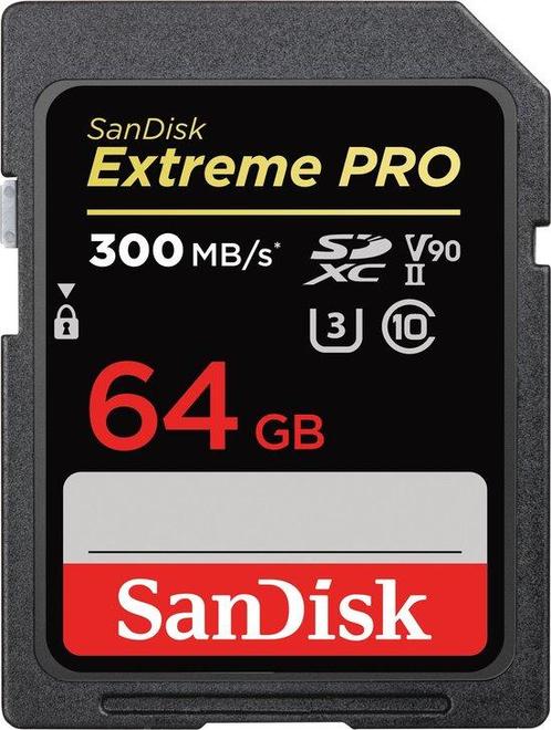 SanDisk - SDXC Extreme Pro SD Kaart 64 GB - UHS-II - 300MB/s, Audio, Tv en Foto, Fotografie | Geheugenkaarten, Nieuw, Verzenden