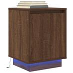 vidaXL Nachtkastje met LED-verlichting 38x34x50 cm bruin, Verzenden, Nieuw, Hout