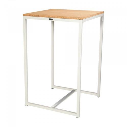 Statafel Kubo Party | Staal | Wit/Bamboe | 70 x 70 x 110 cm, Zakelijke goederen, Horeca | Keukenapparatuur, Verzenden
