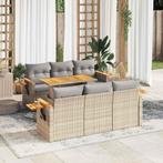 vidaXL 7-delige Loungeset met kussens poly rattan acacia, Verzenden, Nieuw, Rotan, Loungeset