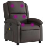 Relaxstoel massage echt leer bruin | retourdeal | 35% kor..., Ophalen of Verzenden, Nieuw, Bruin