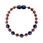 Barnsteen kind armband - cognac - lapis lazuli (16 cm), Nieuw