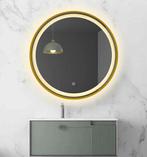 LED spiegel rond met gouden frame - 800mm, Huis en Inrichting, Woonaccessoires | Spiegels, Nieuw, 75 tot 100 cm, Ophalen of Verzenden