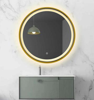 LED spiegel rond met gouden frame - 800mm beschikbaar voor biedingen