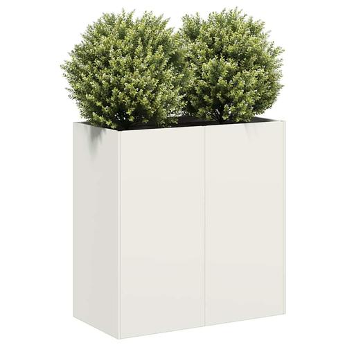 vidaXL Plantenbak 40x40x80 cm koudgewalst staal wit, Tuin en Terras, Bloembakken en Plantenbakken, Nieuw, Metaal, Verzenden