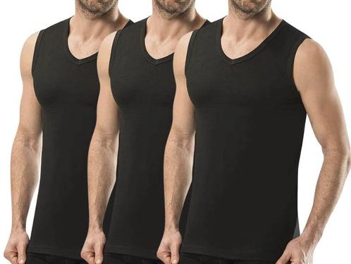 3 stuks SQOTTON® A-shirt - V-hals - mouwloos - Zwart, Kleding | Heren, Ondergoed, Verzenden