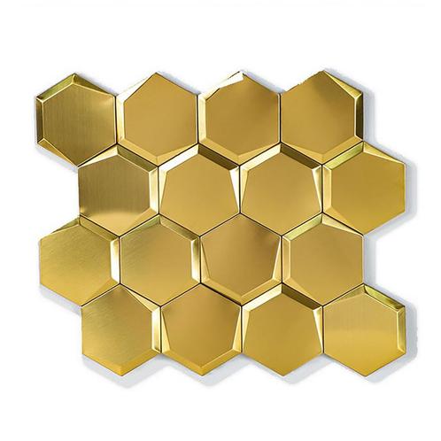 Zelfklevende 3D Tegel Cubi Goud, Huis en Inrichting, Woonaccessoires | Wanddecoraties, Nieuw, Ophalen of Verzenden