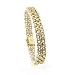 Gouden dubbele Prince of Wales schakelarmband, Sieraden, Tassen en Uiterlijk, Armbanden, Ophalen of Verzenden, Gebruikt, Overige kleuren