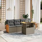vidaXL 5-delige Loungeset met kussens poly rattan grijs, Verzenden, Nieuw, Loungeset