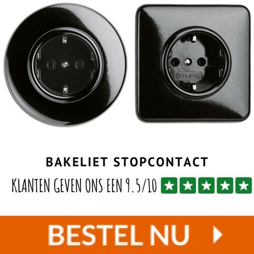 Bakeliet stopcontact (Tip) Nieuw &amp; veilig &gt; Gratis verzenden, Doe-het-zelf en Verbouw, Elektra en Kabels, Stopcontact, Nieuw