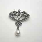 Broche - 14 karaat Geel goud, Zilver Diamant (Natuurlijk)