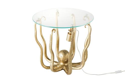Side table OCTOPUS 50cm with lamp goud - 44567, Huis en Inrichting, Tafels | Sidetables, Ophalen of Verzenden