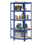 vidaXL Hoekrek 5-laags staal en bewerkt hout blauw, Huis en Inrichting, Verzenden, Nieuw