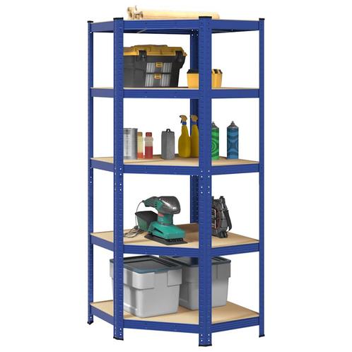 vidaXL Hoekrek 5-laags staal en bewerkt hout blauw, Huis en Inrichting, Kasten | Stellingkasten, Nieuw, Verzenden