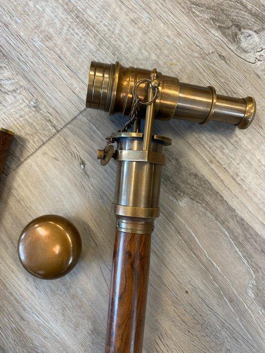 Wandelstok - Wandelstok met zwaar messing handvat en, Antiek en Kunst, Kunst | Designobjecten