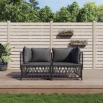 vidaXL 2-delige Loungeset met kussens staal antracietkleurig, Tuin en Terras, Tuinsets en Loungesets, Verzenden, Nieuw, Rvs, Loungeset