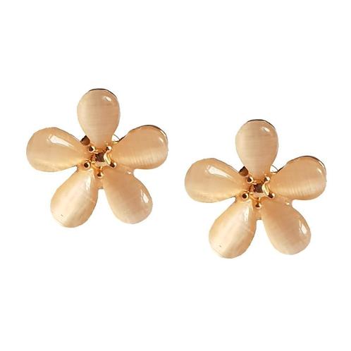 Fako Bijoux® - Oorbellen - Bloem - Kattenoog - Goudkleurig, Sieraden, Tassen en Uiterlijk, Oorbellen, Verzenden