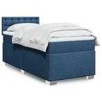 vidaXL Boxspring met matras stof blauw 90x200 cm, 90 cm, Eenpersoons, Nieuw, 200 cm