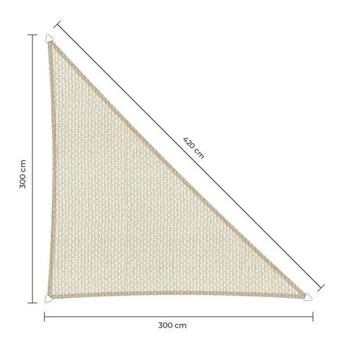 90 graden schaduwdoek - Ivoor - Waterdoorlatend - 3,0 x 3,0, Tuin en Terras, Schaduwdoeken, Ophalen of Verzenden