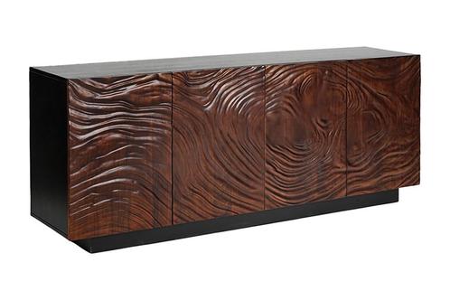 Dessoir FLUID 175cm 3D acacia hout zwart and dark walnut, Huis en Inrichting, Kasten | Dressoirs, Ophalen of Verzenden
