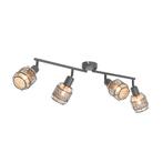 Design plafondlamp zwart met goud 4-lichts langwerpig - Noud, Nieuw, Overige materialen, Design