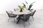 GI Margriet zwart/zand / Edison 180 x 115 cm. tafel - ovale, Verzenden, Nieuw, Wicker, Tuinset