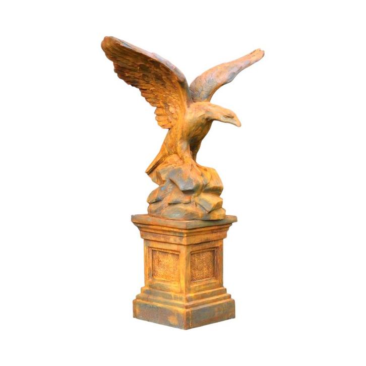 Adelaar beeld - met sokkel - steen - 233 cm - oxide, Tuin en Terras, Tuinbeelden, Ophalen of Verzenden