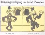 Belastingverlaging in Rood Zweden op spotprent (lijst optie), Antiek en Kunst, Verzenden