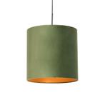Hanglamp met velours kap groen met goud - Combi, Nieuw, Overige materialen, Landelijk / Rustiek, 75 cm of meer