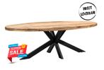 ***Sale*** Eettafel Ovaal 240cm Mango Naturen Zwarte, Verzenden, Nieuw