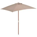 vidaXL Parasol met houten paal 150x200 cm taupe, Verzenden, Nieuw