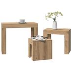 vidaXL 3-delige Tafeltjesset bewerkt hout artisanaal, Huis en Inrichting, Verzenden, Nieuw, Overige houtsoorten