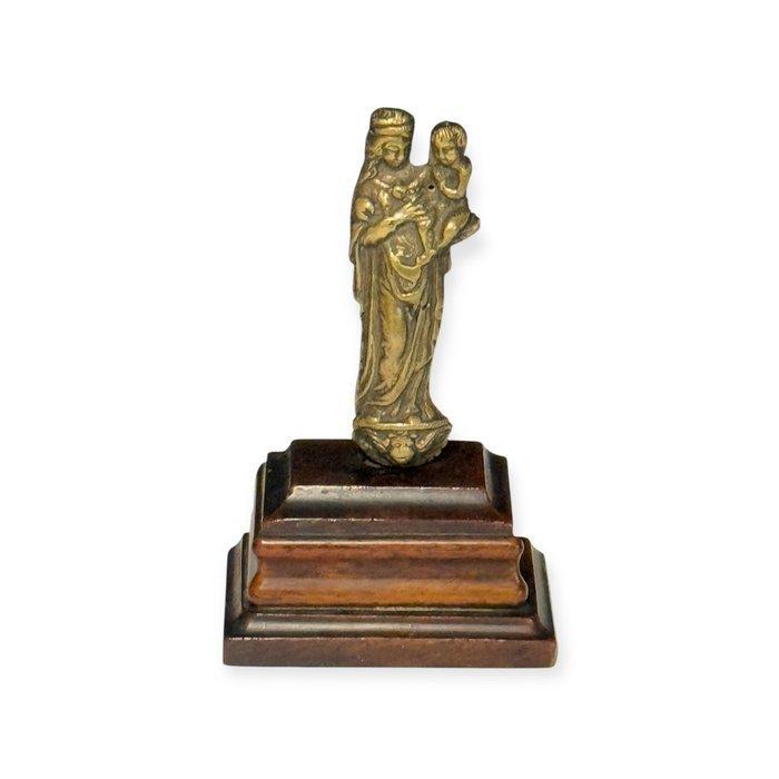 sculptuur, Madonna met kind 17e-18e eeuw - 19 cm - Brons, Antiek en Kunst, Antiek | Overige Antiek