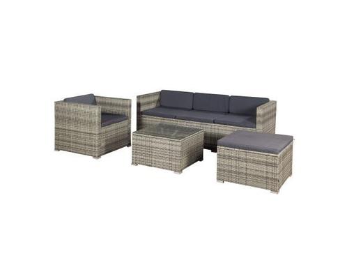 Veiling - Loungeset Punta Cana L - Polyrotan - Grijs-gemelee, Tuin en Terras, Tuinsets en Loungesets