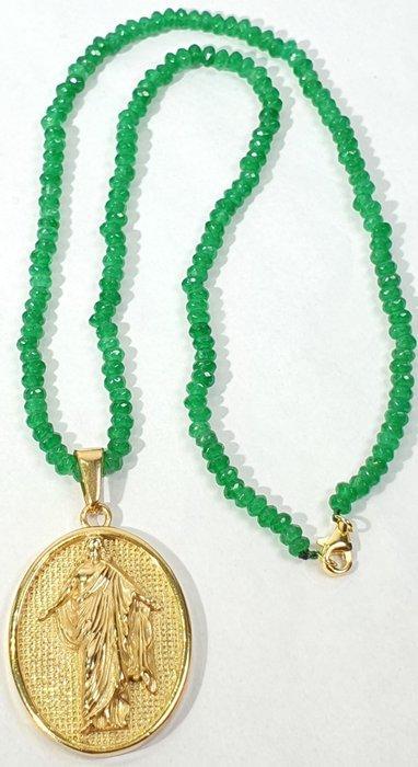 Medaille van Jezus Christus en Smaragd Halsketting -, Antiek en Kunst, Antiek | Boeken en Bijbels