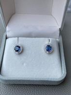 Oorbellen - 18 karaat Witgoud Saffier - Diamant, Nieuw
