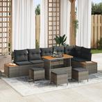 vidaXL 10-delige Tuinbankenset met kussens poly rattan, Verzenden, Nieuw, Rotan