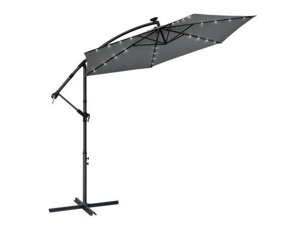 Veiling - Parasol Brazil - 3,0 m - Incl. LED - donkergrijs, Tuin en Terras, Parasols, Nieuw