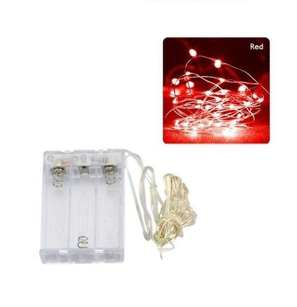Kerstverlichting 10 Meter - Rood - Op Batterij, Diversen, Kerst, Nieuw, Ophalen of Verzenden