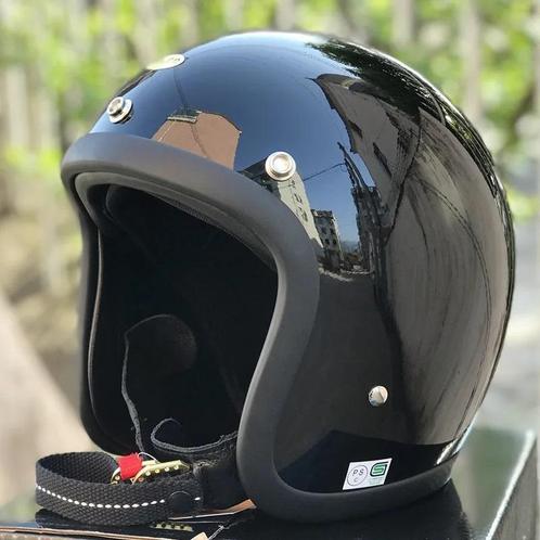 TT.CO klassieke biker helm - WIT of ZWART - pothelm jethelm, Motoren, Kleding | Motorhelmen, Jethelm, Nieuw met kaartje, Overige merken