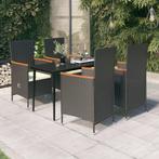 vidaXL 5-delige Tuinset met kussens zwart, 4 zitplaatsen, Nieuw, Tuinset, Verzenden
